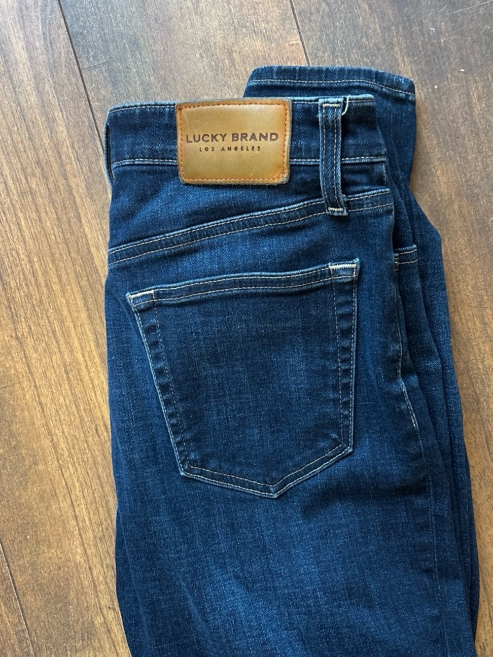 Lucky Brand Indigo Stretch Denim Jeans with Leather Patch